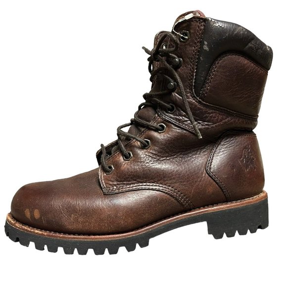 Chippewa Brown Leather Lace Up Vibram Sole Work Boot Shoes Mens Size 8 M Casual - Picture 4 of 16